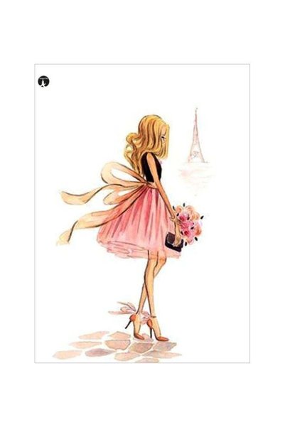 Generic Girl Themed Metallic Plate Pink/White/Brown 20x15cm