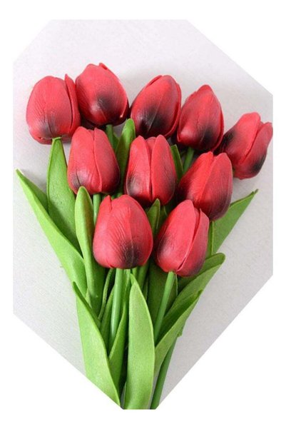 Generic Artificial Plastic Tulip Flower in Wine Red for Home Decoration and G...