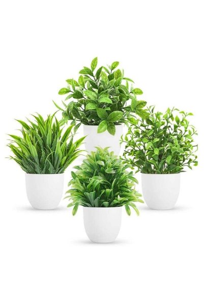 Generic 4 Pack Mini Fake Plants， Artificial Eucalyptus Faux Plants for Home O...