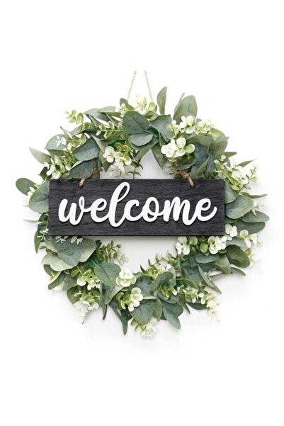 Generic FDTY Eucalyptus Leaves Wreath - 16 Inch Green Leaves Wreath with Welc...