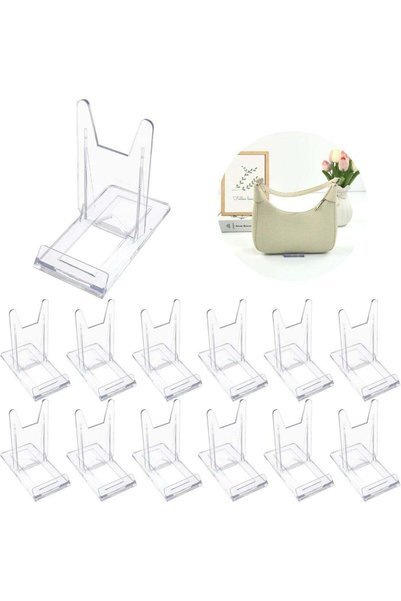 Generic 12 Sets Of Adjustable Purse Display Stand Clear Acrylic Handbag Holde...