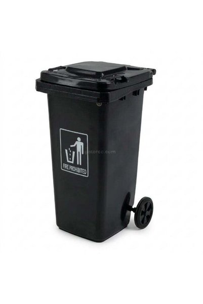 EK BINS Outdoor Waste Bin | Durable Plastic Garbage Bin with Rubber Wheels | ...