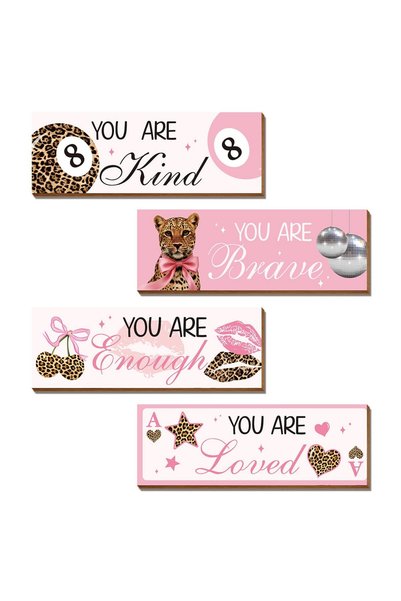 Generic ARS® 4 Pcs Leopard Print Coquete Bow Room Decor - Inspirational Posit...