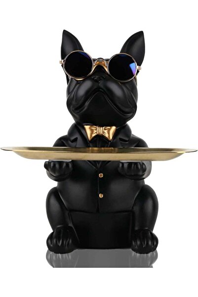 Generic Modern Decor Resin Bulldog Tray Statue Piggy Bank Tray Storage Entran...