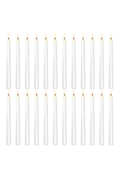 Generic 25 Pack White Taper Candles Taper Candles 4.7 Inch 12 cm Dripless Uns...