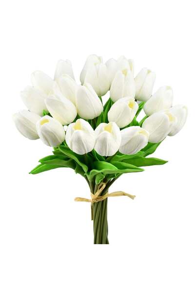 Generic 20pcs Pure White Flowers Artificial Tulip Silk Flowers 13.5" in Bulk ...