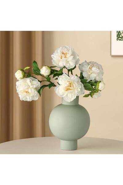 Generic 5 PCS White Silk Artificial Peony Flowers, Lifelike Faux Flower Stems...