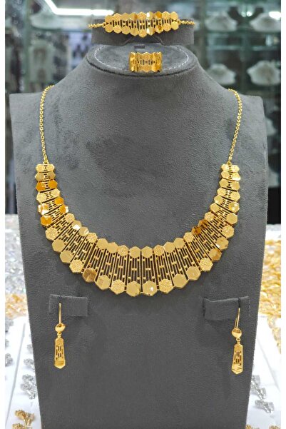 CHOKER ا طقم ذهب كامل عيار 21 قيراط بتصميم بحريني/خليجي فاخر ومميز. بديل الذهب
