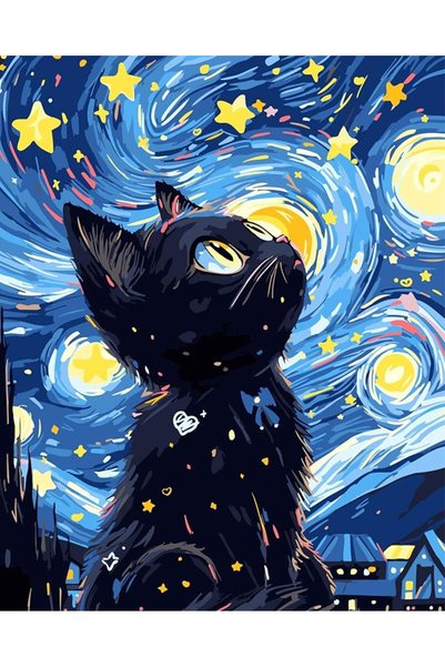 YUNNUO Paint by Numbers for Adults Black Cat, Paint by Numbers kit on Canvas ...