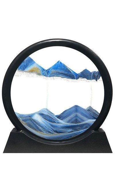 Generic Round Glass 3D Deep Moving Sandscapes with Display Small Blue