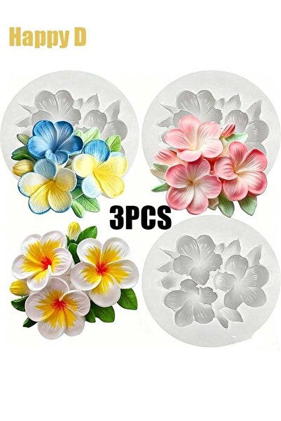 Generic 3-piece set 3D flower silicone molds, candle molds, chocolate, cake, ...