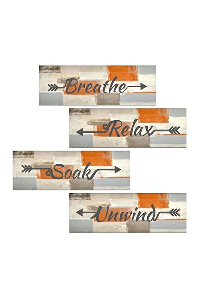 Generic ARS® 4 Pieces Orange Abstract Bathroom Wall Art - Relax, Soak, Unwind...