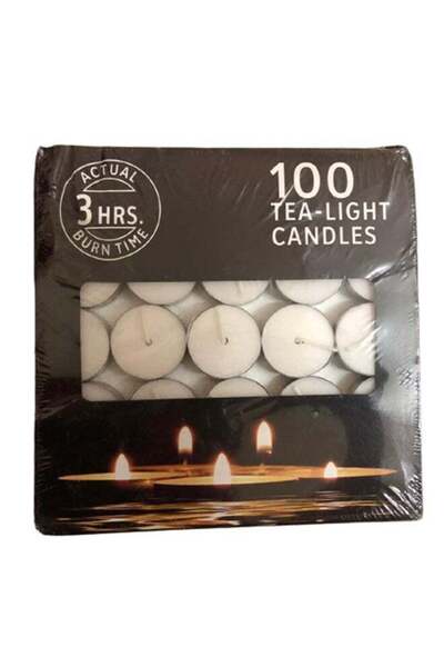 Generic 100-Piece Tea Light Candle White 37 x 37 x 11mm