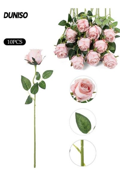Generic 10 PCS Artificial Rose Flowers,Long Stem Fake Silk Roses,Long Stem Ar...
