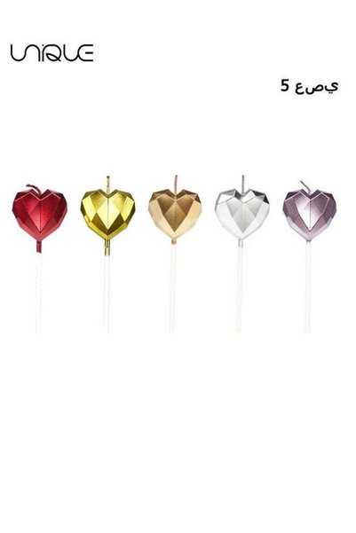 Generic 5 Pack Heart Shaped Birthday Candles, Creative 3D Candle Romantic Cak...
