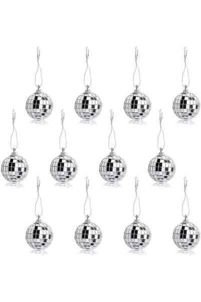 Generic 12 Pcs Mini Disco Mirror Ball Ornaments, 4CM Silver Reflective Mirror...