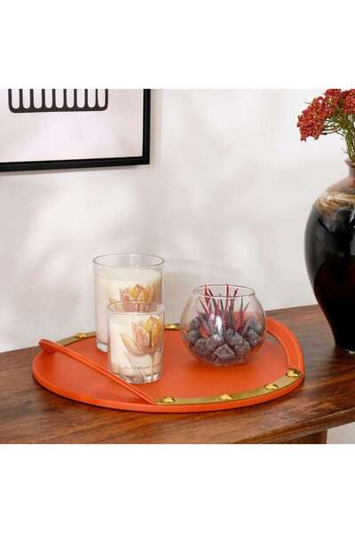 Generic Milena PU Decor Tray 36x36x4.2cm - Orange - 112TAH9900071