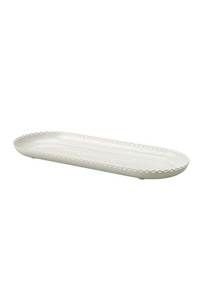 Generic Powder-Coated Steel Candle Dish, Off-White, 45x17 cm