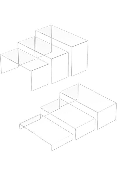 Generic ARS® Clear Display Risers Shelf 3pcs - Rectangular Acrylic Display St...