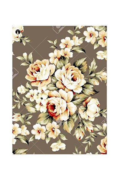 Generic Floral Themed Metallic Plate Beige/White/Green 20x15cm