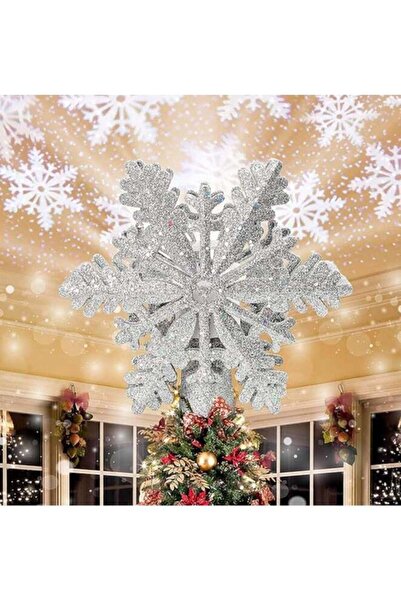 Generic Christmas Tree Topper Light with White Snowflake Projector,Rotating 3...