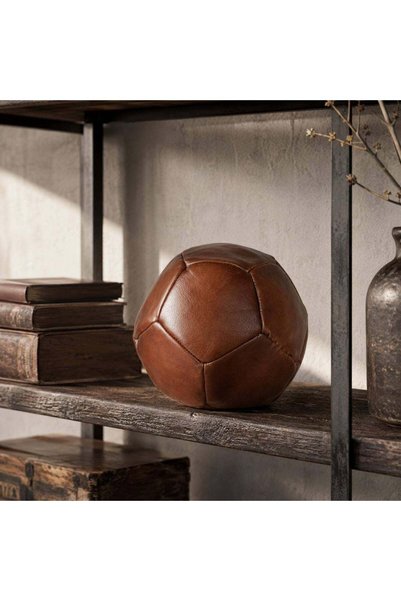 Generic Orb Leather Football Decor Accent - 21x21x21cm - Brown - 112MSH9900067