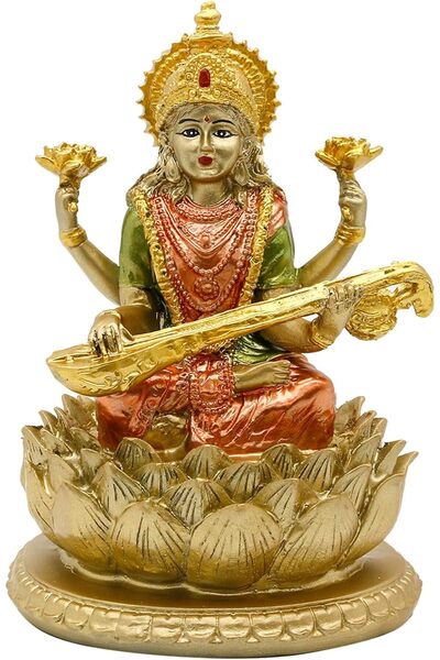 Generic 6.5" H Polystone Hindu Goddess Saraswati Idol Statue Indian Saraswati...
