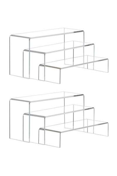 Generic 6 Pc Clear Acrylic Display Risers Showcase for Shoe Risers Retail Sta...