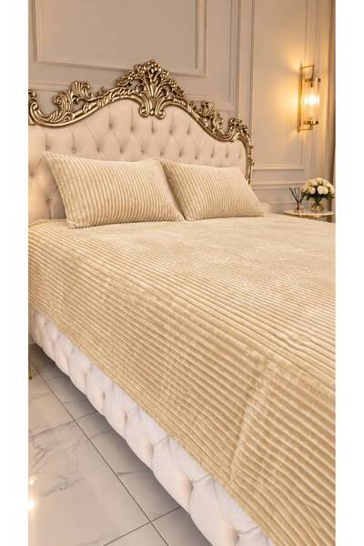 AHSEN TASARIM Double Plush Flannel Blanket, Bedspread Set - 1 Pair of Pillowcases