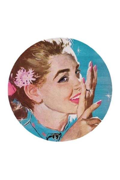 Generic Women Printed Fridge Magnet Blue/Beige/Brown 5.5cm