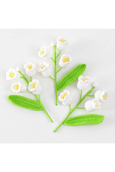 Generic 3 Pcs Artificial Lily of Valley Bouquet Knitted Handmade Flower, Croc...