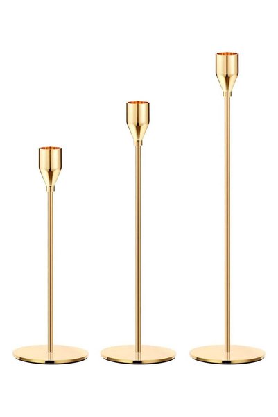 Generic 3 Pcs Gold Candle Holders Set – Metal Taper Candle Stands for Wedding...
