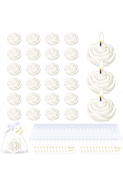 Generic 24Pcs White Rose Scented Candles - Handmade Flower Shape Aromatherapy...