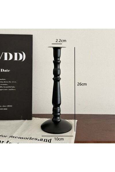 Generic Tall Vintage Matte Black Metal Candlestick Holder 26cm, Taper Candle ...