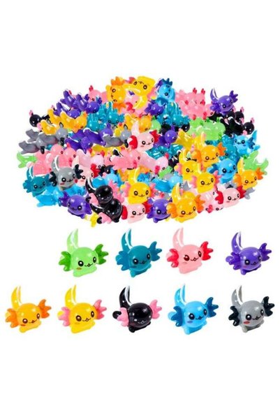 Generic 50 Pcs Mini Resin Axolotl Figurines, 9 Colors Tiny Axolotl Ornament C...