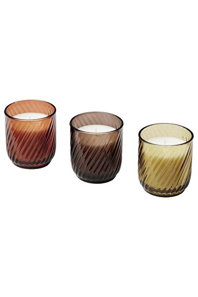 Generic Scented Candles in Glass Set of 3 Vanilla 20 Hour Burn 7.3 cm