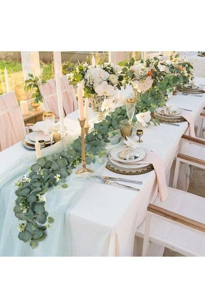 Generic 2PCS Eucalyptus Garland, 5.9FT Green Garland with Flowers, Artificial...