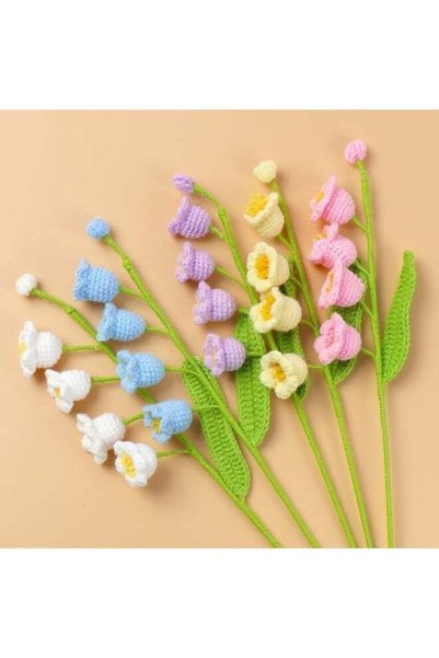 Generic Crochet Flowers, Lily of The Flower Bouquet Artificial Bell Orchid Cr...