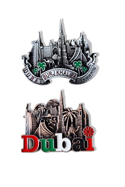 Generic Premium Dubai Metal Fridge Magnets – Set of 2 with detailed landmark ...