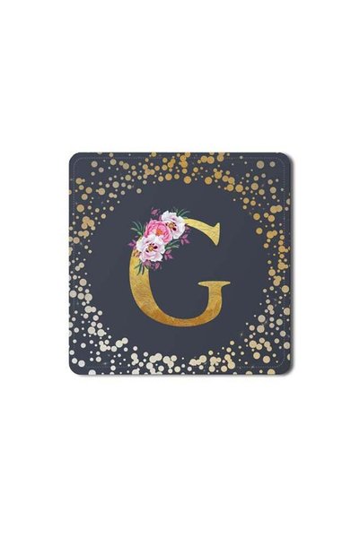 Generic 2 Pack Designer Leather Coasters Mat for Beverage Drinks- Custom Mono...