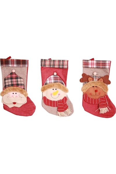 Generic 3-Piece Mini Stockings Candy Gift Bag Christmas Decorations Multicolour