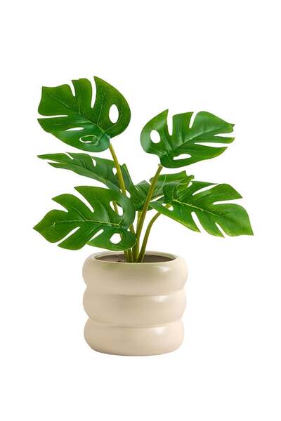 Generic Ceramic Pot Artificial Monstera Potted Plant | Home & Office Desktop ...