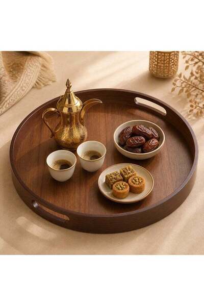 Generic 1pc Serving Tray,Polished Round Snack Plate with Striped Pattern, Bam...