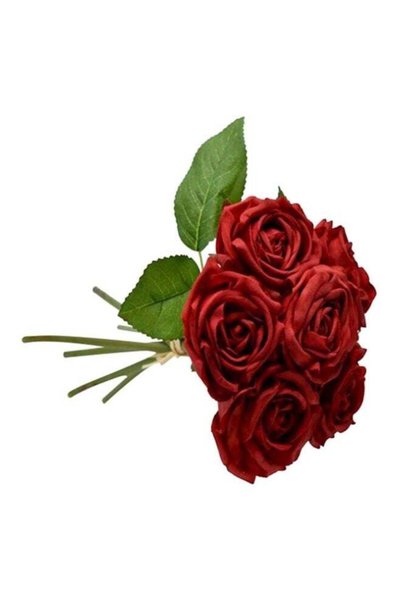 Generic 6-Piece Real Touch Artificial Rose Flowers Red 15 x 24cm