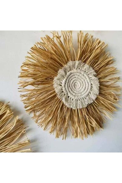 Generic Hand-woven raffia wall hangings, Nordic-style home decor. Multiple st...