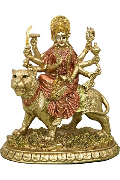 Generic 5.7" H Hindu Durga Goddess Statue Durga Idol on Tiger Durga Murti Diw...