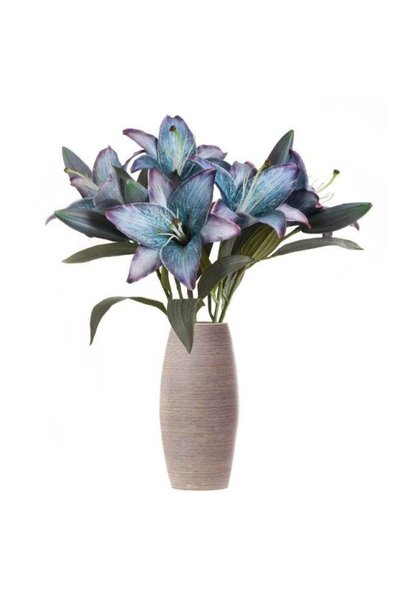 Generic 5 Pcs Blue Artificial Lily Silk Flowers for Home & Wedding Decor