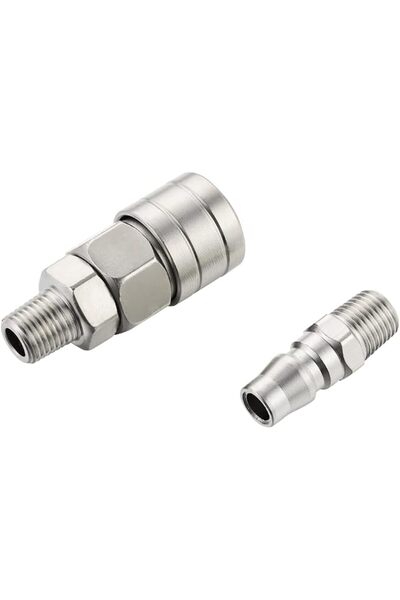 PRO707 PRO7 Air Hose Fitting Set - 2 Piece 1/4inch 20SP x 20PP Auto Lock Quic...