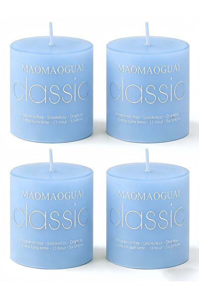 Generic 4 Pack Blue Ocean Scented Candles, Smokeless Dripless Pillar Candles,...
