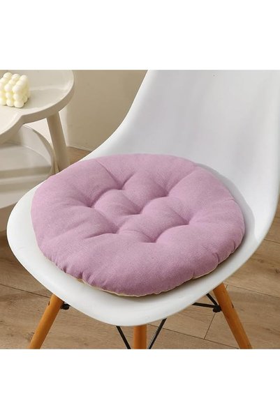 GENERAL 1 Piece Round Seat Cushion, Cotton‑Linen Chair Pad, 16"×16", Purple